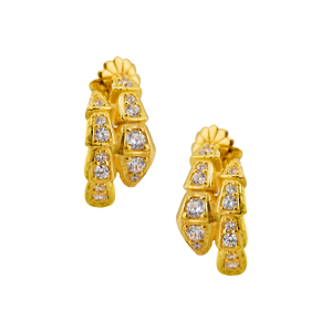 Brincos com design de cobra cravejados com pedras preciosas – Peso: 1 Baht