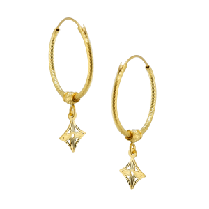 Brincos de argola jateada com pendente brilhante, peso 1 Salung