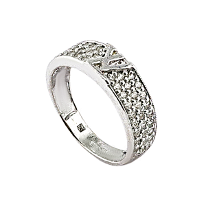 Anel LV com pedras, banho branco, peso 1 salung