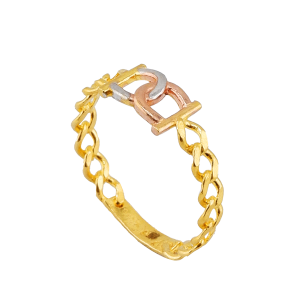 Anel com padrão OC banhado em 3 cores, peso: meio salung