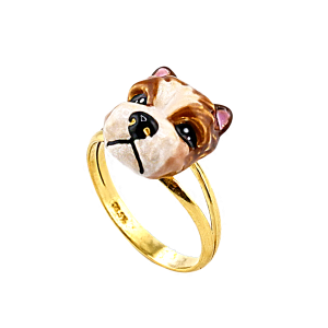 Anel Estilo Cachorrinho com Esmalte