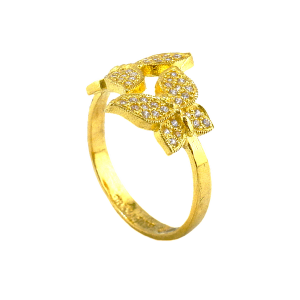 Anel Dupla Borboleta com Pedra Preciosa 96,5%, peso: 1 Salung