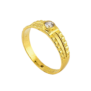 Anel com Pedras Incrustadas em Estilo Engrenagem – Peso: 1 Tical (≈ 3,75 g)