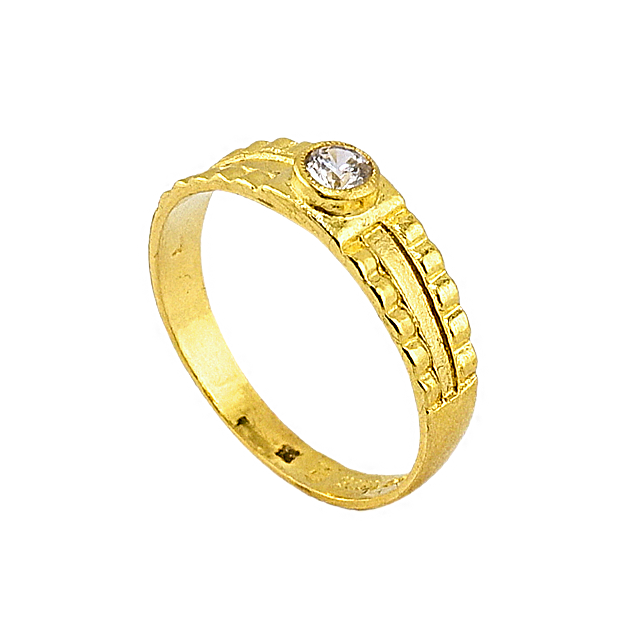 Anel com Pedras Incrustadas em Estilo Engrenagem – Peso: 1 Tical (≈ 3,75 g)