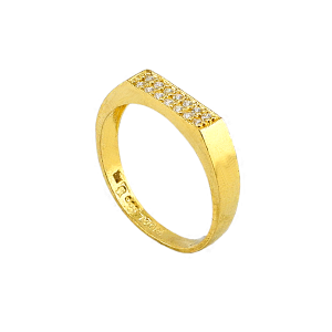 Anel com Pedras Incrustadas em Duas Fileiras – Peso: 1 Tical