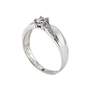 Anel com design espiral incrustado com pedra, banhado a ródio, peso 1 salung