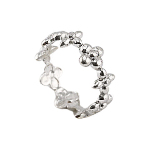 Anel com design de flores banhado a branco  peso 1 salung