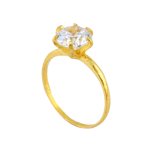 Anel redondo cravejado com pedra grande, peso meio salung