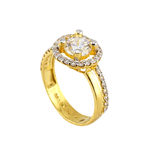 Anel circular com pedras ao redor, peso de 1 salung.