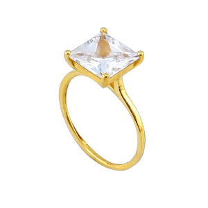 Anel quadrado com pedras, 96,5% ouro, peso meio salung