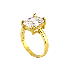 Anel quadrado com pedra grande, peso de 1 salung