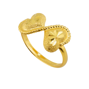 Anel com design de corações duplos, peso meio salung