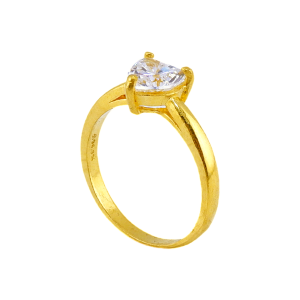 Anel coração com pedra preciosa, peso 1 salung