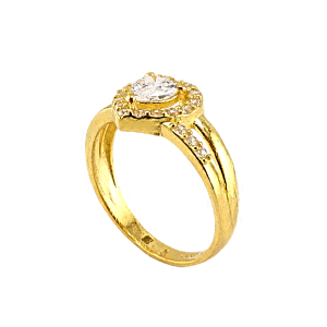 Anel coração contornado com pedras preciosas, peso 1 salung