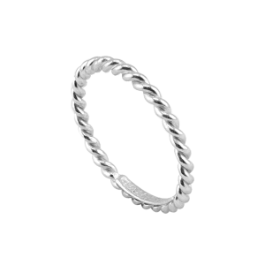 Anel padrão espiral banhado a branco, peso meio salung