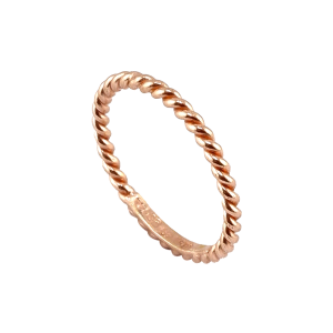 Anel design espiral banhado a ouro rosa, peso meio salung