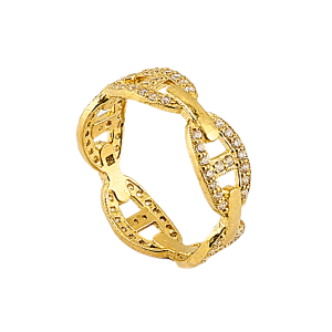 Anel Ferradura com pequenas pedras, peso 1 salung