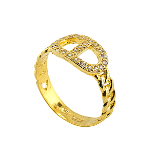 Anel Ferradura com pedras grandes, peso 1 salung