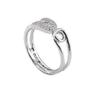 Anel com design de broche cravejado de pedras, banho branco, peso 1 salung