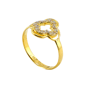 Anel Trevo Sobreposto com pedras, peso 1 salung