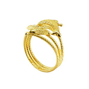 Anel com design de Dois Golfinhos, peso meio baht