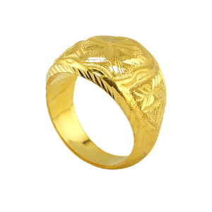 Anel estilo Escudo com Cravação de Diamantes (vazado), peso meio baht