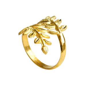 Anel com design de Folha de Oliveira, peso meio baht