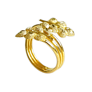 Anel com design de Folha de Oliveira Redonda, peso meio baht