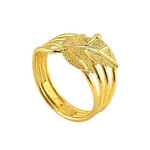 Anel com design de Folha, peso meio baht