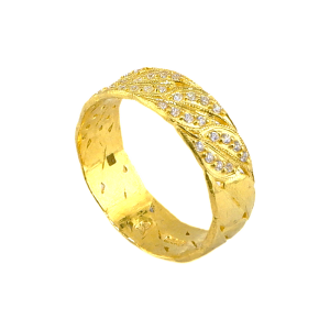 Anel Folha com Pedras ouro, peso 1 baht